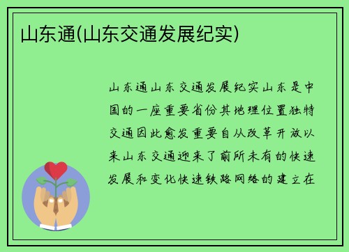 山东通(山东交通发展纪实)